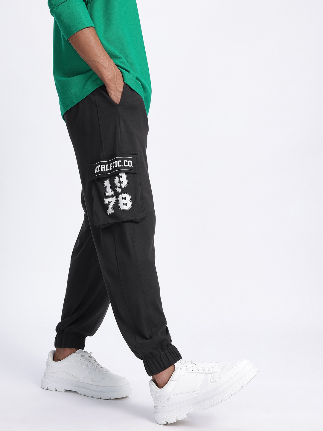 

Kook N Keech Men Functional Cargo Style Joggers, Black