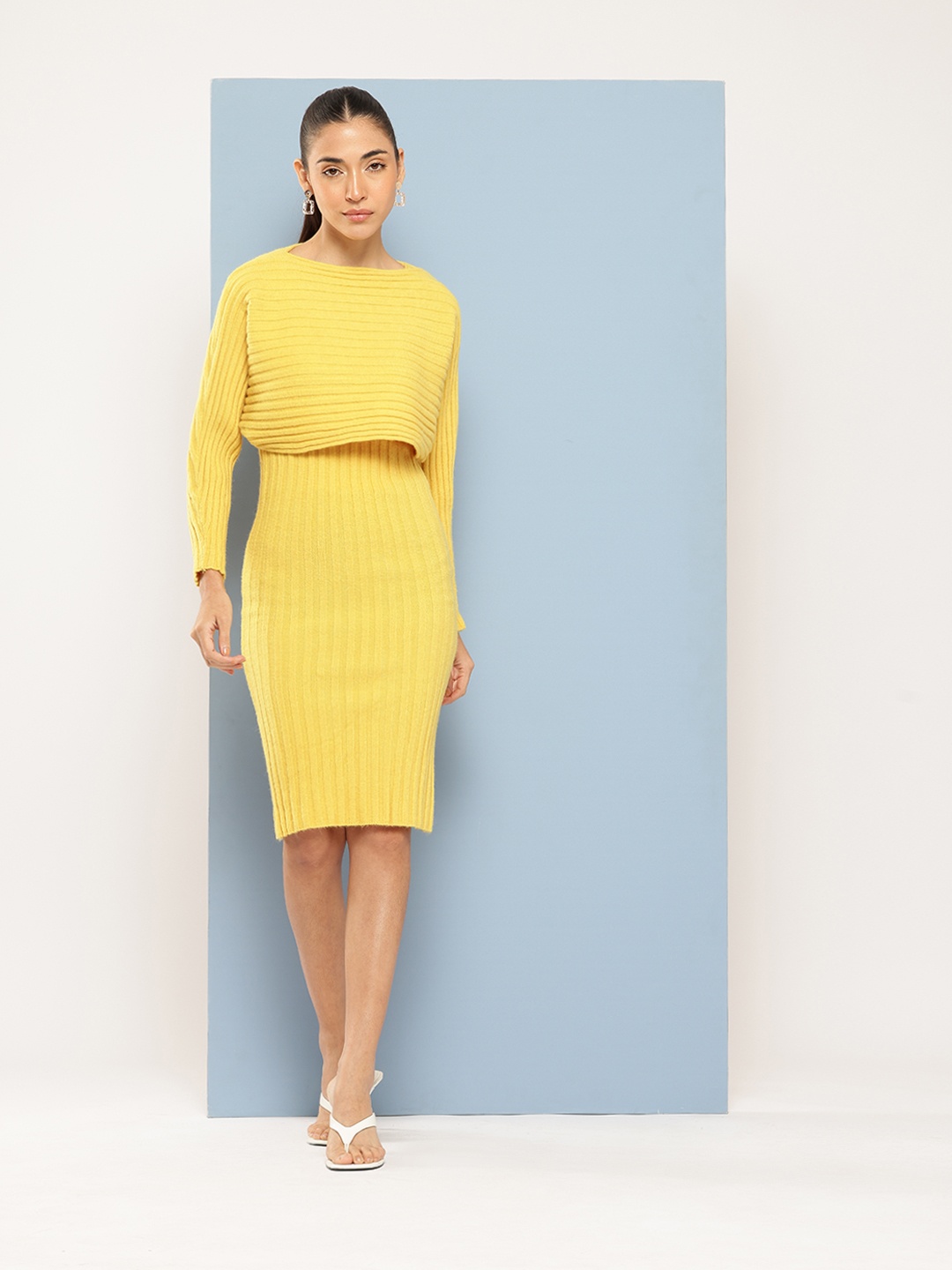 

Chemistry Woollen Sheath Dress with Top, Yellow