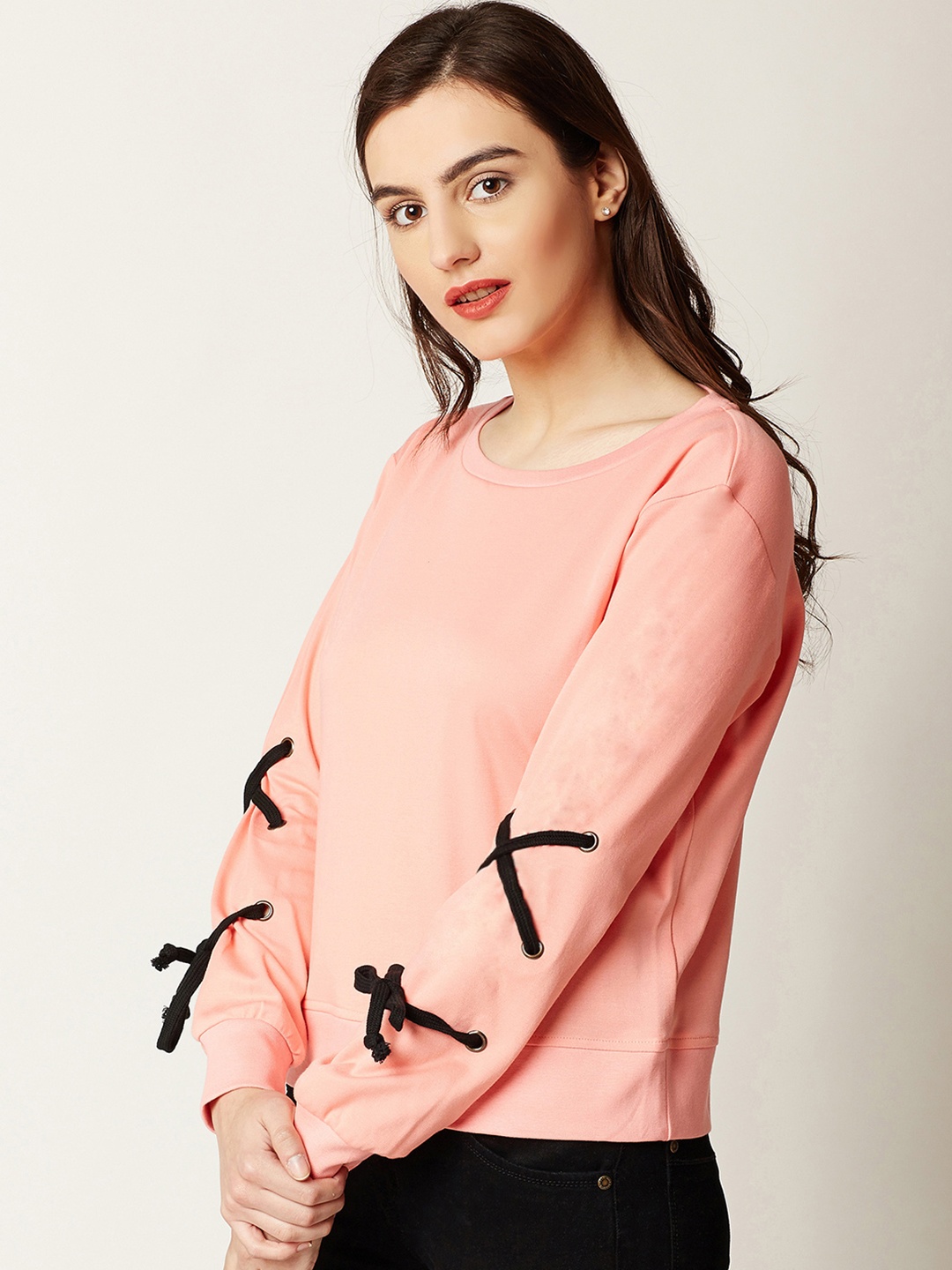 

Miss Chase Women Pink Solid Sweatshirt