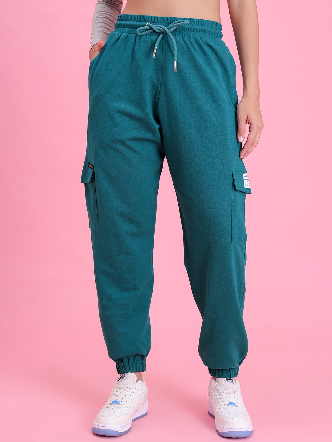 

Lounge Dreams Women Cotton Mid-Rise Joggers, Teal