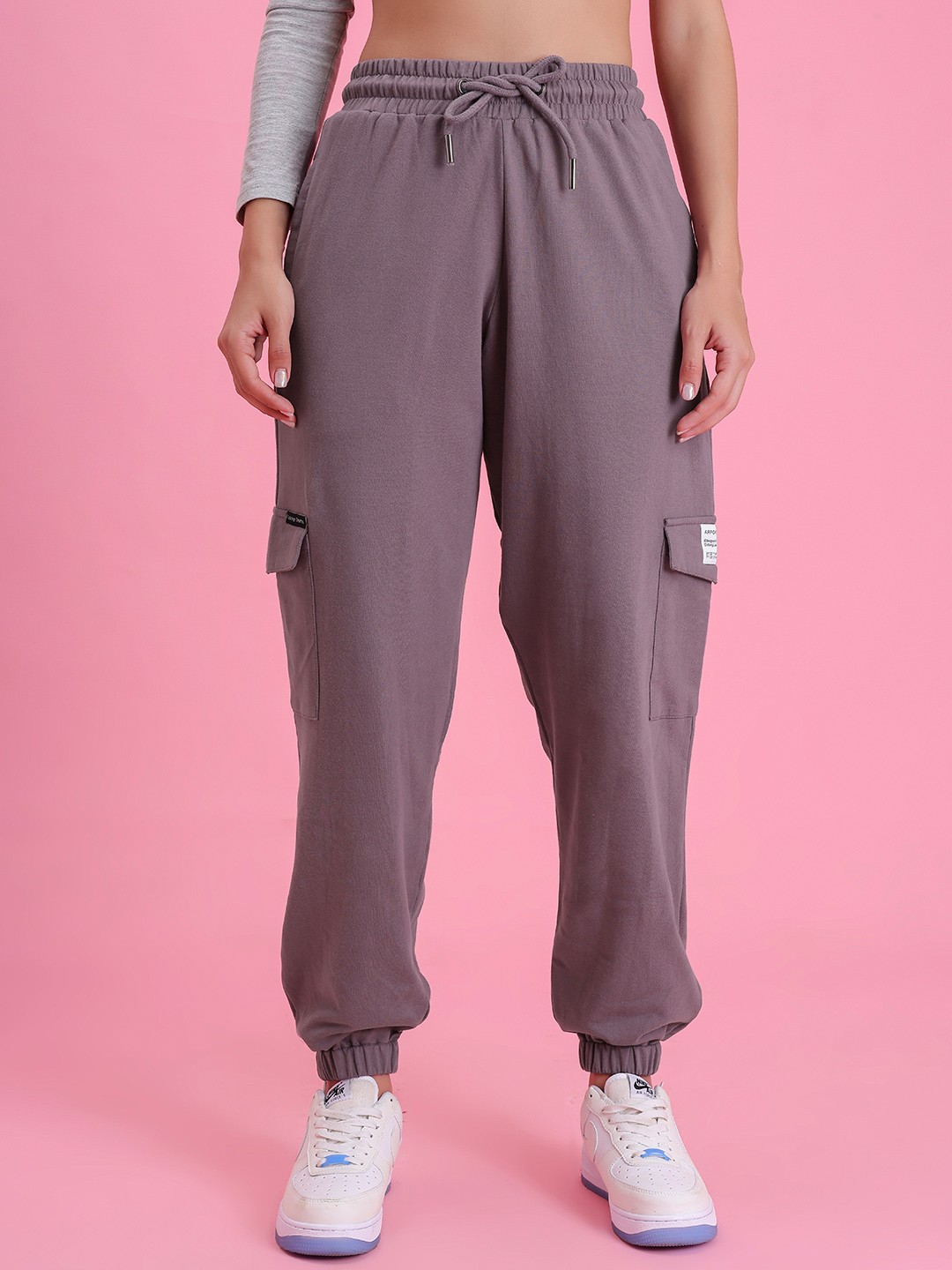 

Lounge Dreams Women Pure Cotton Cargo Jogger, Lavender