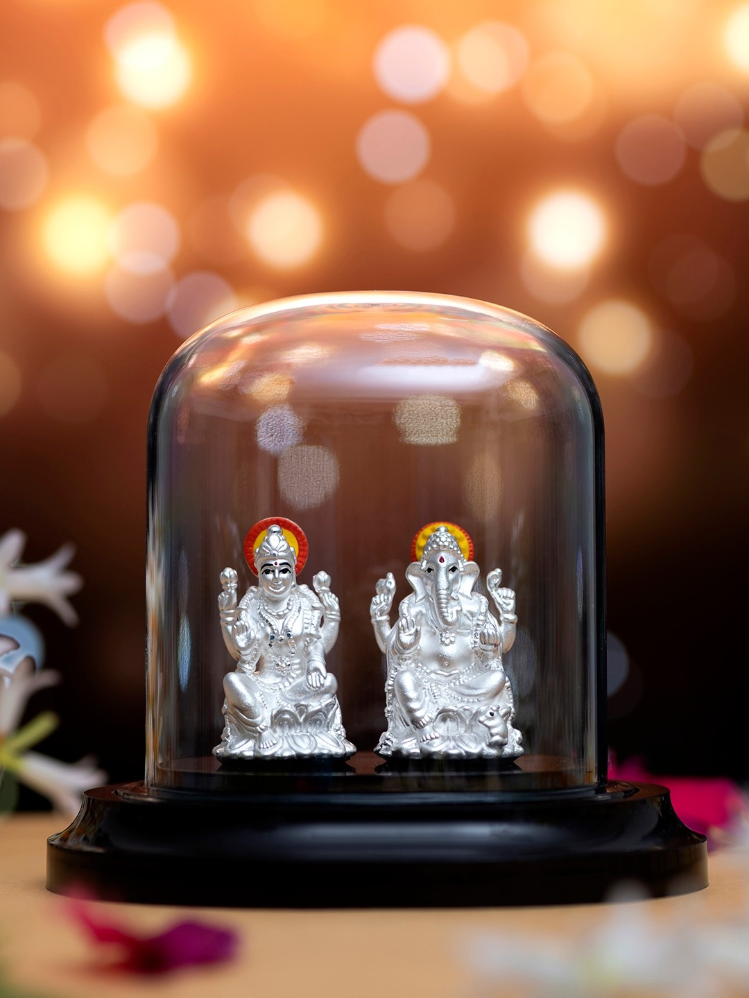 

Zavya Transparent & Red 925 Sterling Silver Religious Idol Showpiece
