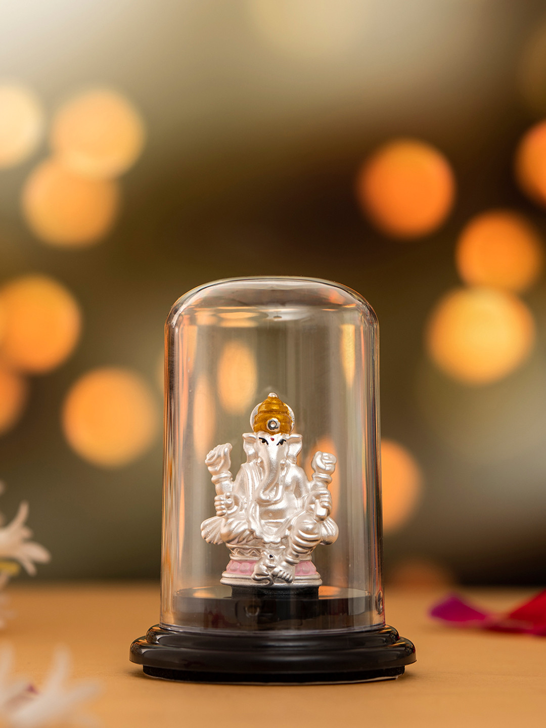 

Zavya Transparent & Yellow 925 Sterling Silver Religious Idol Showpiece