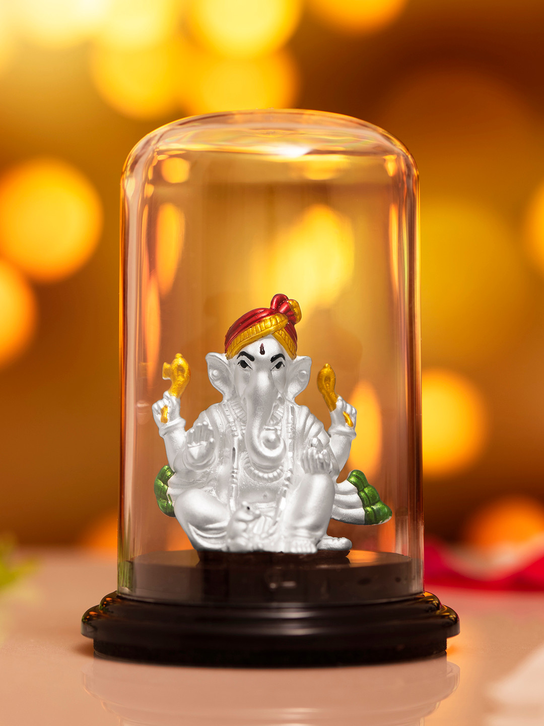 

Zavya Transparent & Red 925 Sterling Silver Religious Idol Showpiece