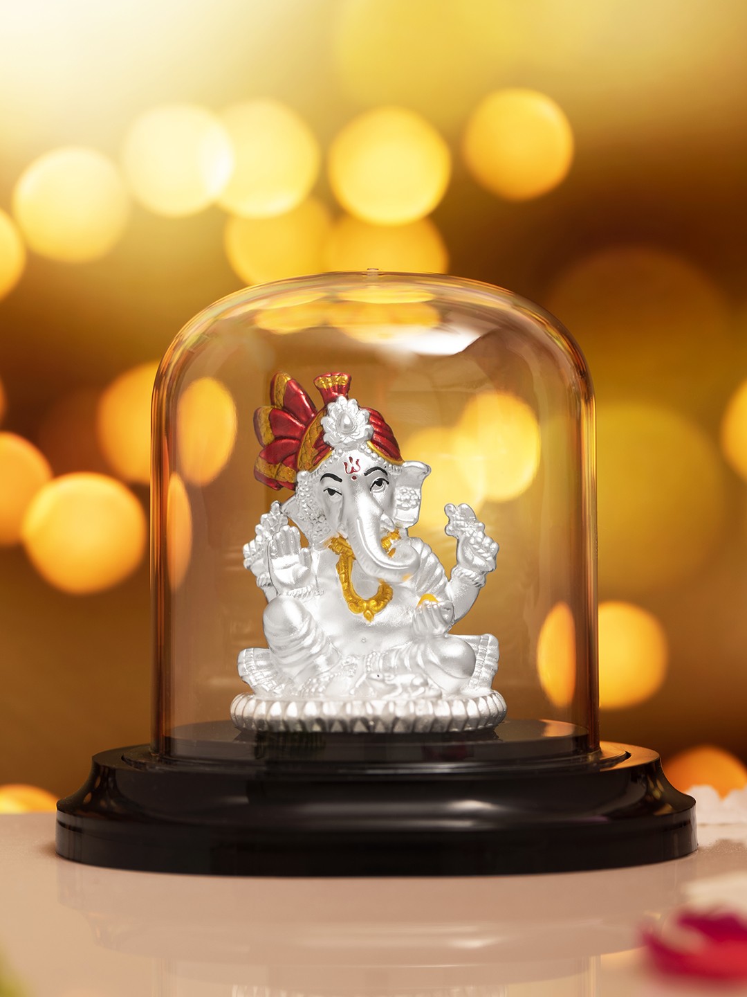 

Zavya Transparent & Red 925 Sterling Silver Religious Idol Showpiece