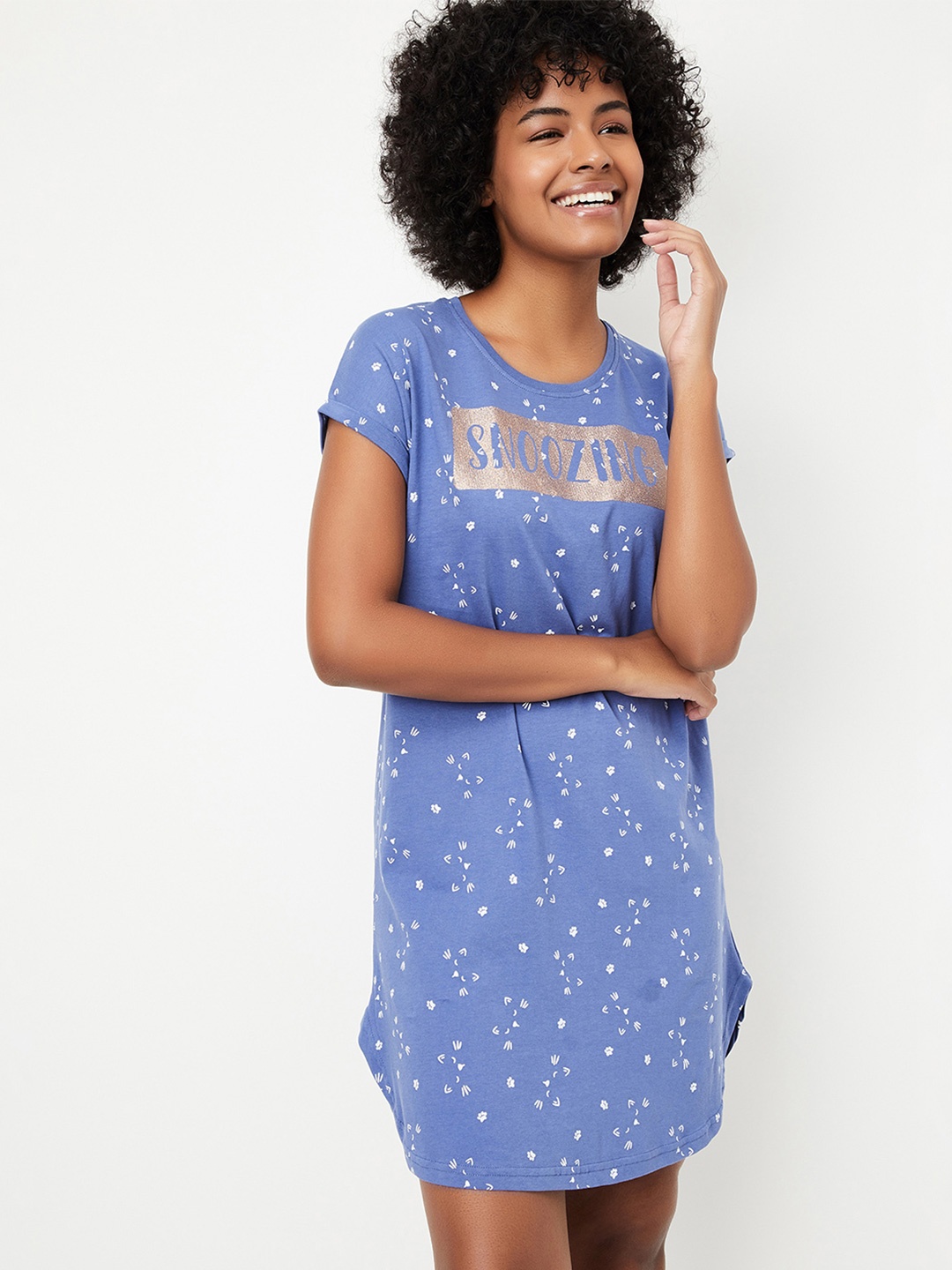 

Max Women Graphic Printed Chemise, Blue