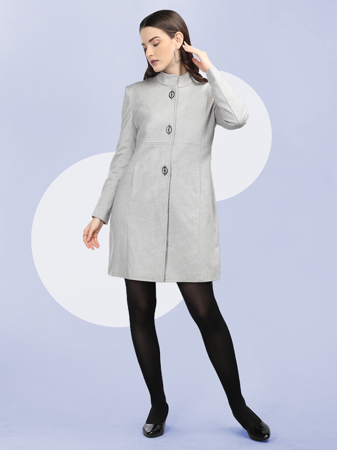 

The Roadster Lifestyle Co. Women Single Breasted Woollen Solid Overcoat, Grey