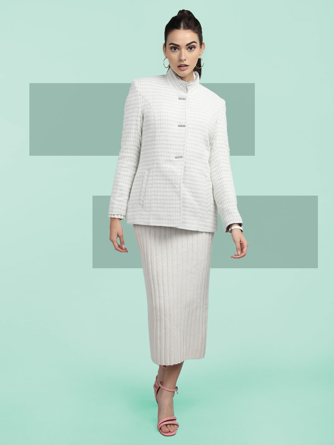 

The Roadster Lifestyle Co. Women Self Design Single Breasted Woollen Overcoat, White