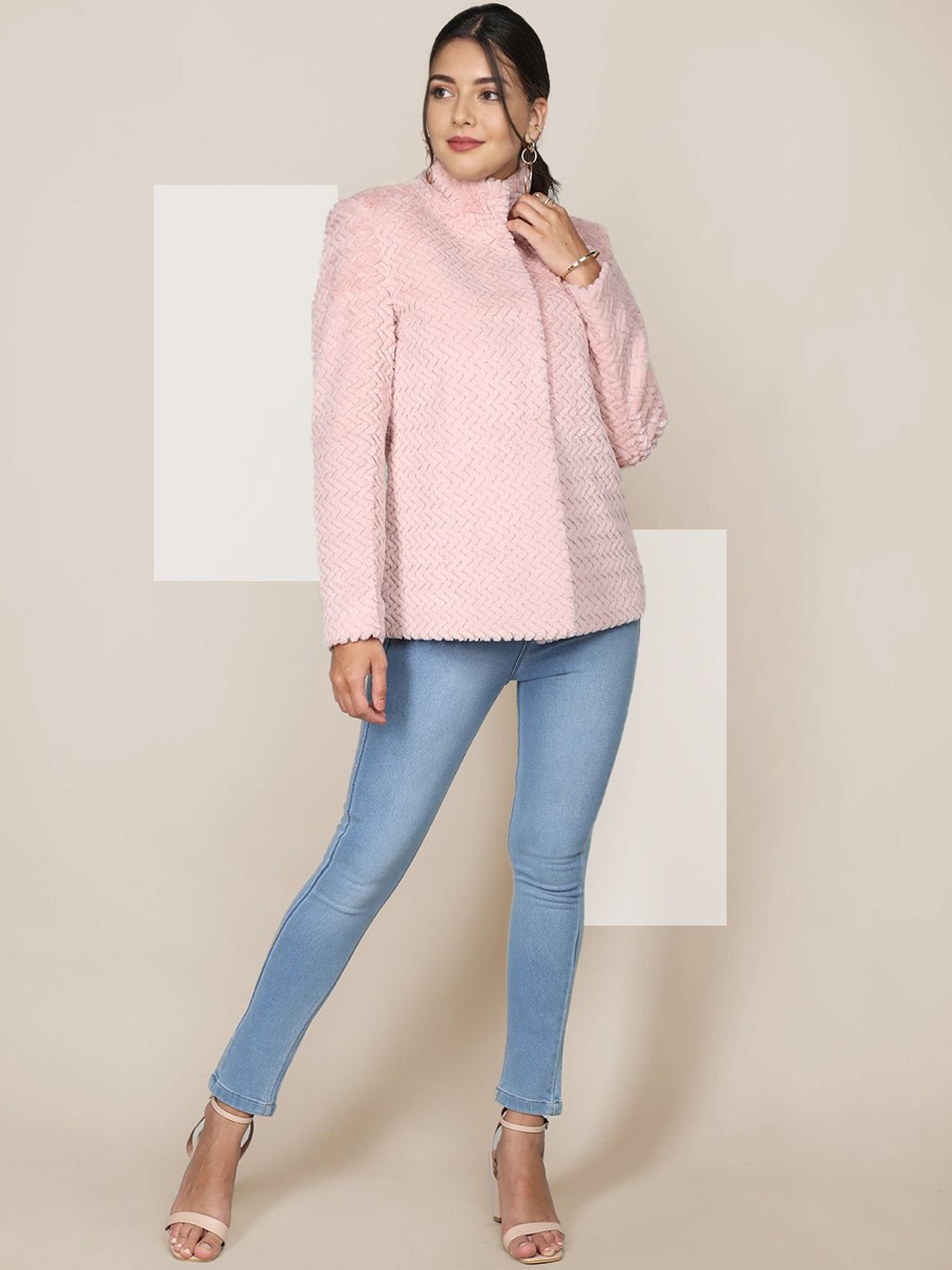 

The Roadster Lifestyle Co. Women Self Design Single Breasted Woollen Overcoat, Pink