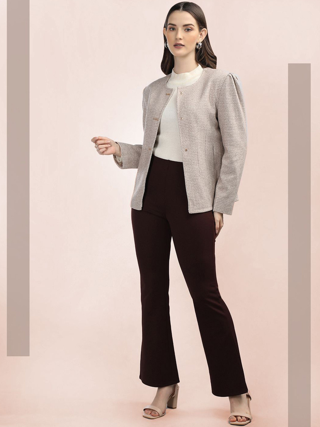 

The Roadster Lifestyle Co. Women Self Design Single Breasted Wool Overcoat, Brown