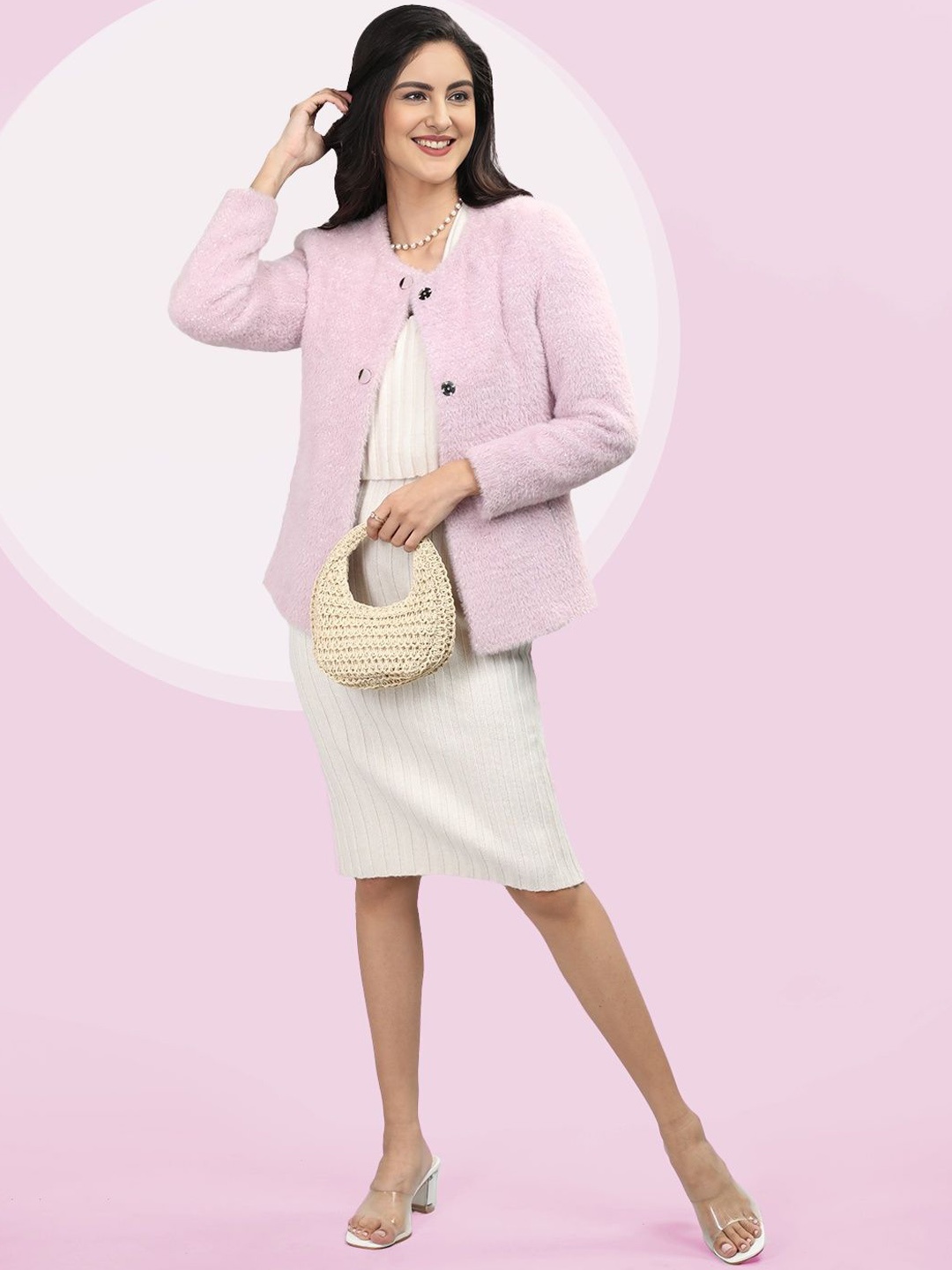 

The Roadster Lifestyle Co. Women Self Design Single Breasted Woollen Overcoat, Lavender
