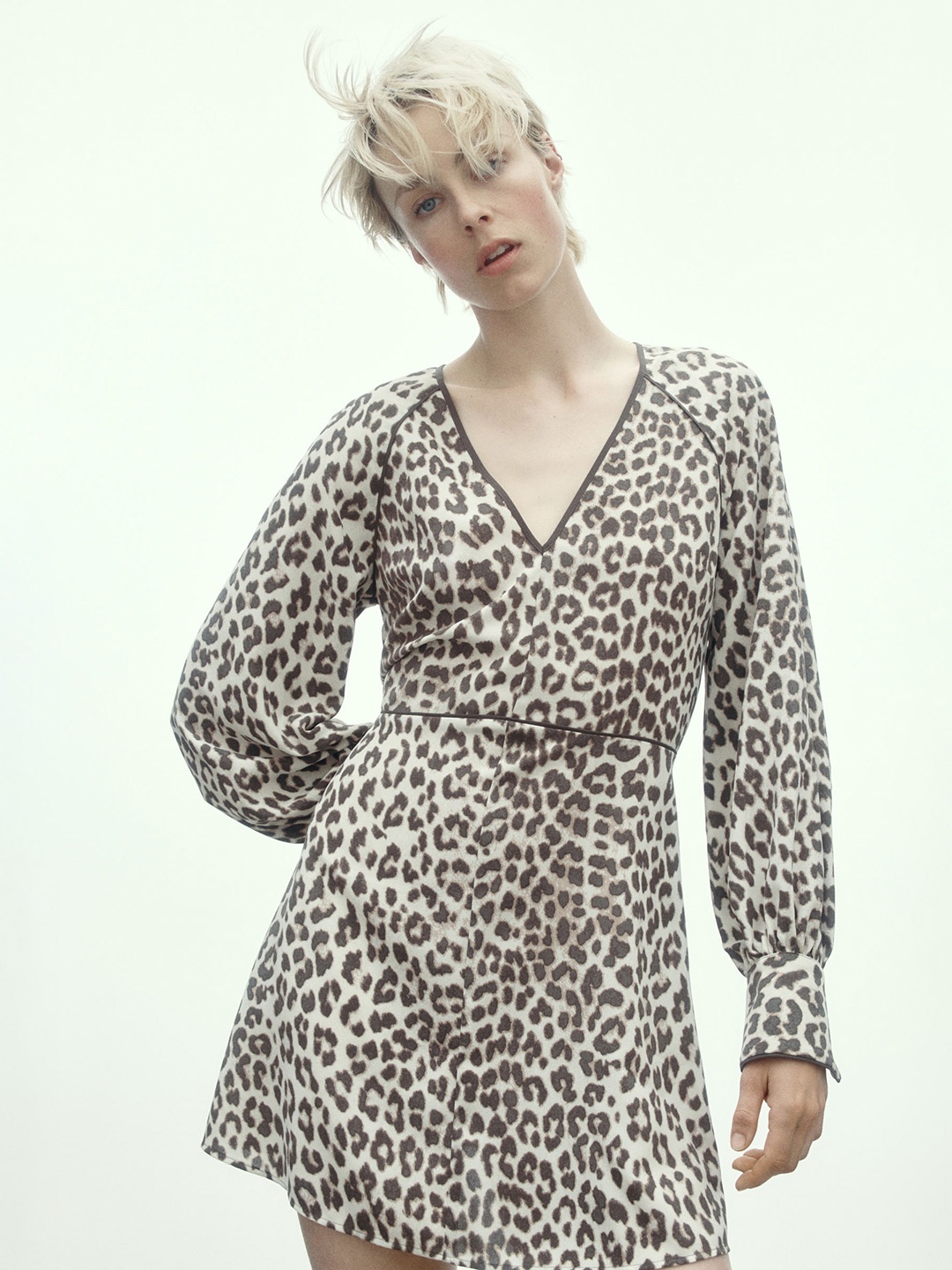 

H&M Printed Flared Dress, Beige