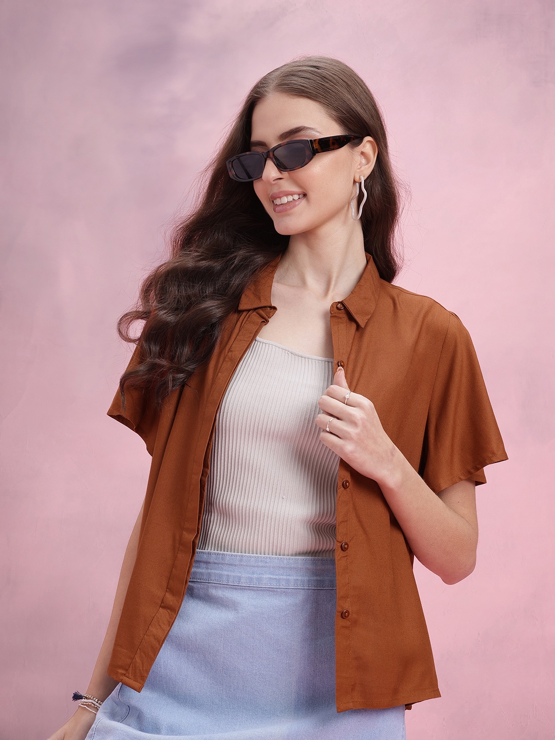 

DressBerry Solid Casual Shirt, Brown