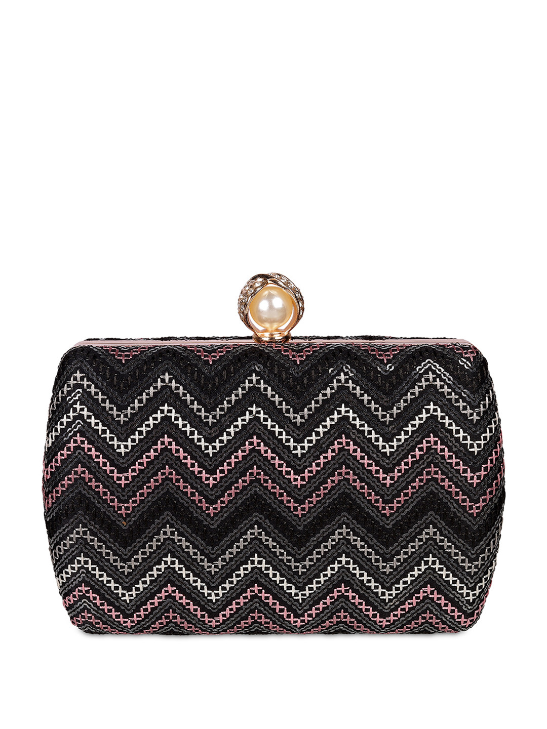 

Metro Embellished Box Clutch, Black