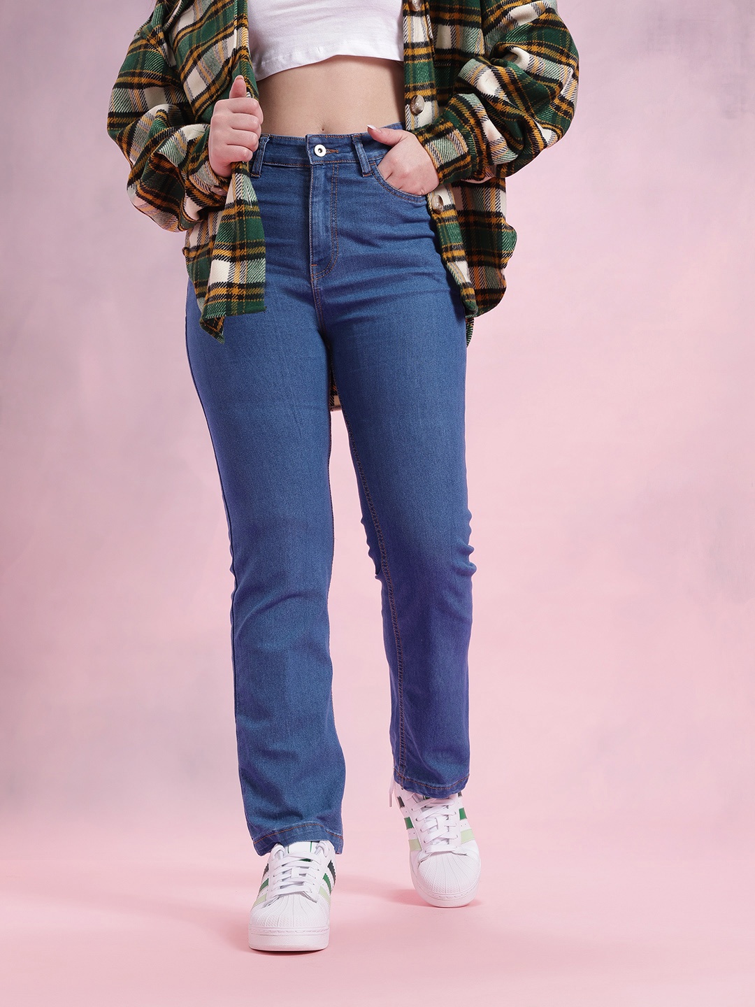 

DressBerry Women Straight Fit High-Rise Jeans, Blue