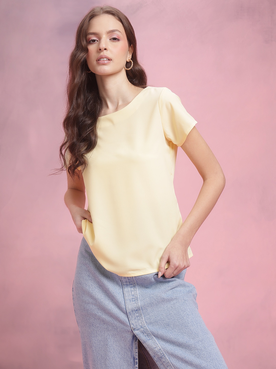 

DressBerry Round Neck Top, Yellow