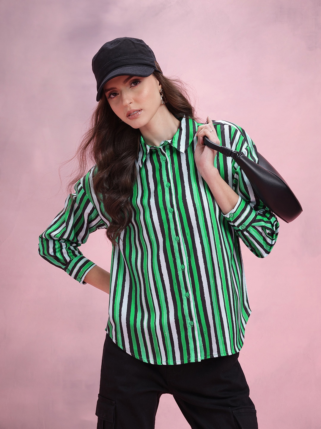 

DressBerry Striped Casual Shirt, Green