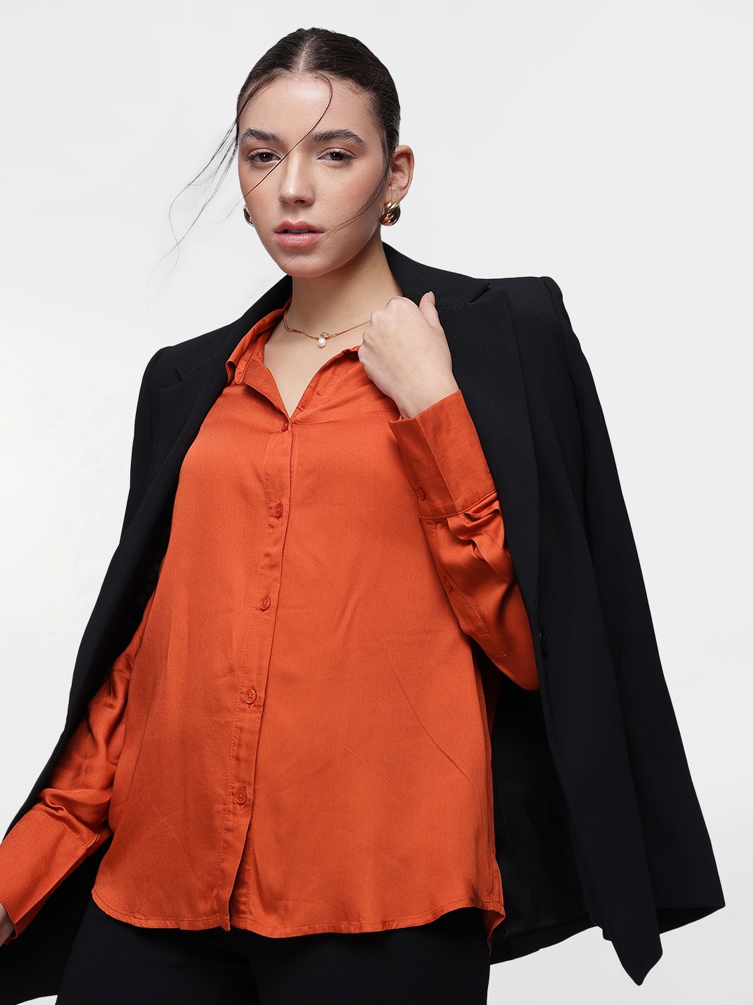 

French Connection Opaque Smart Casual Shirt, Orange
