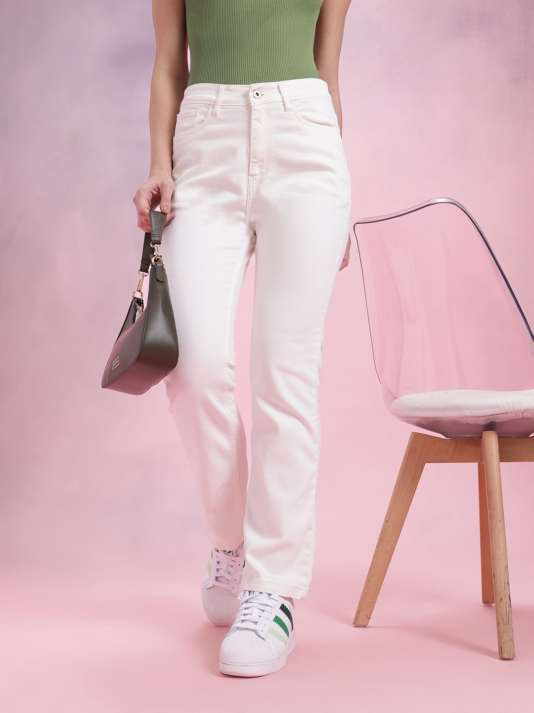 

DressBerry Women Straight Fit High-Rise Stretchable Jeans, White