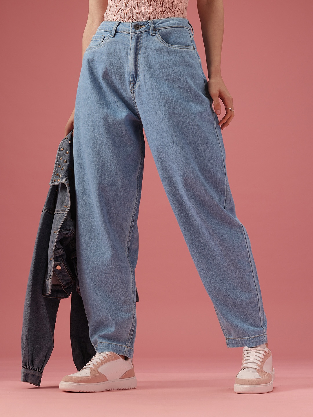 

DressBerry Women Slouchy Fit High-Rise Light Fade Stretchable Jeans, Blue