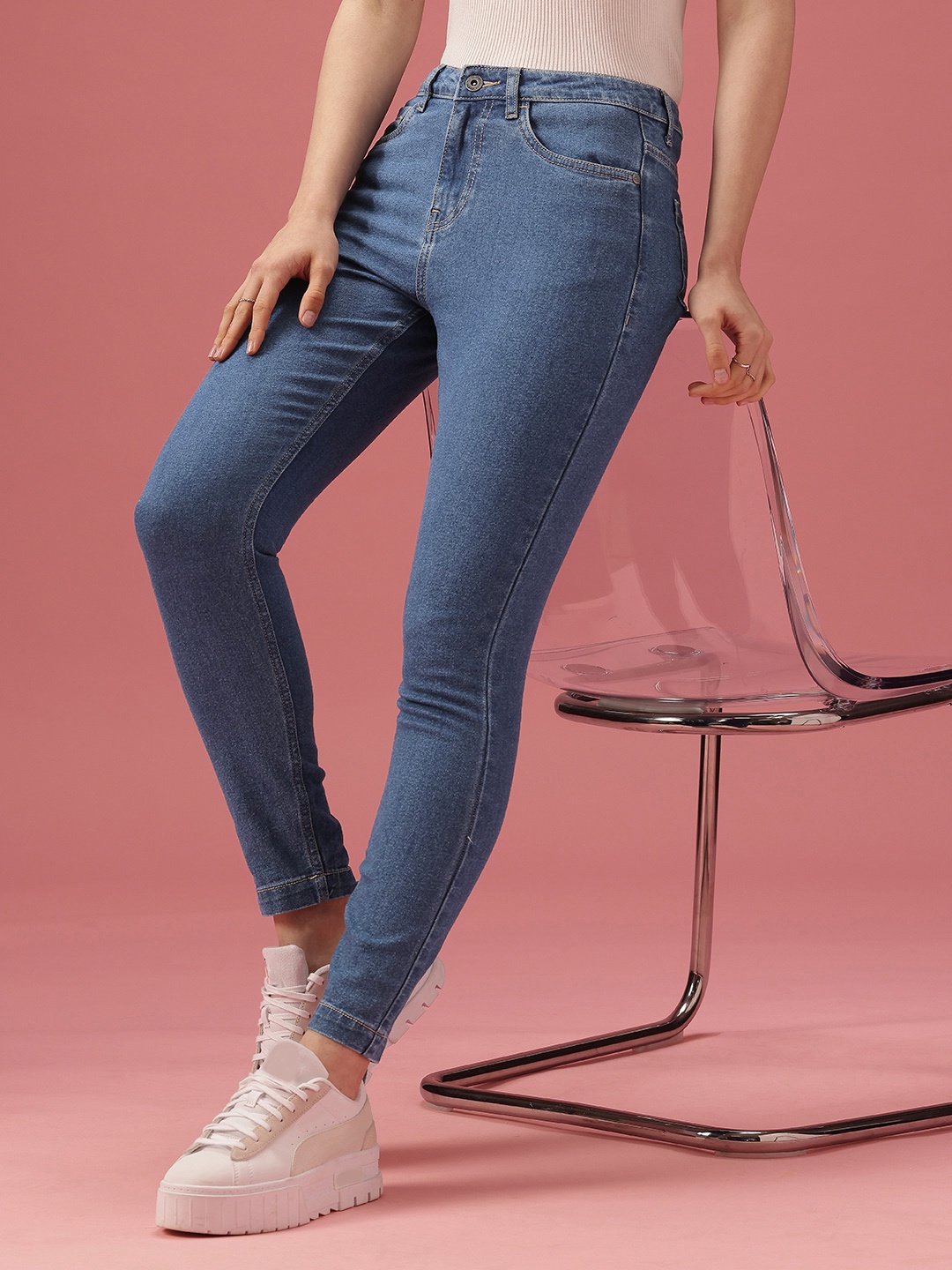 

DressBerry Women Skinny Fit High-Rise Light Fade Stretchable Jeans, Blue