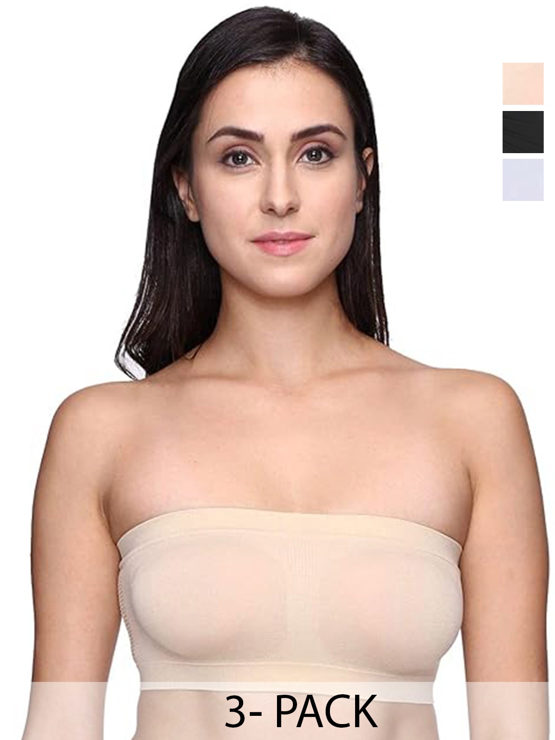 

INDIROCKS Half Coverage Bandeau Bra Pack of 3, Beige
