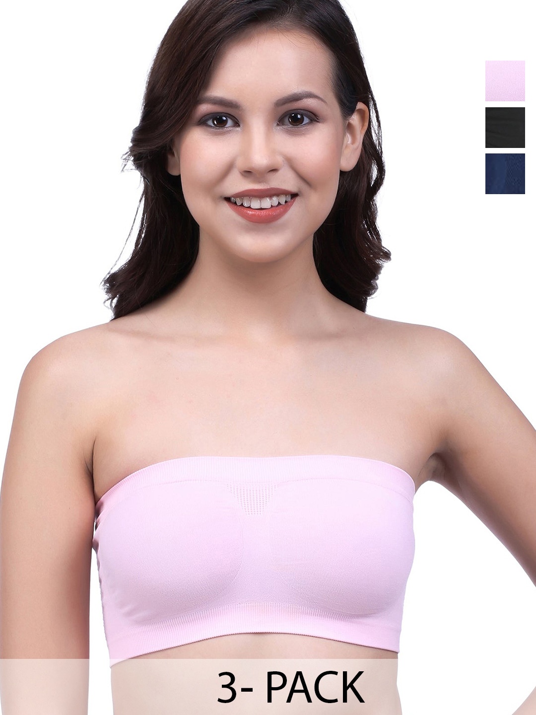 

INDIROCKS Bandeau Bra Half Coverage, Black