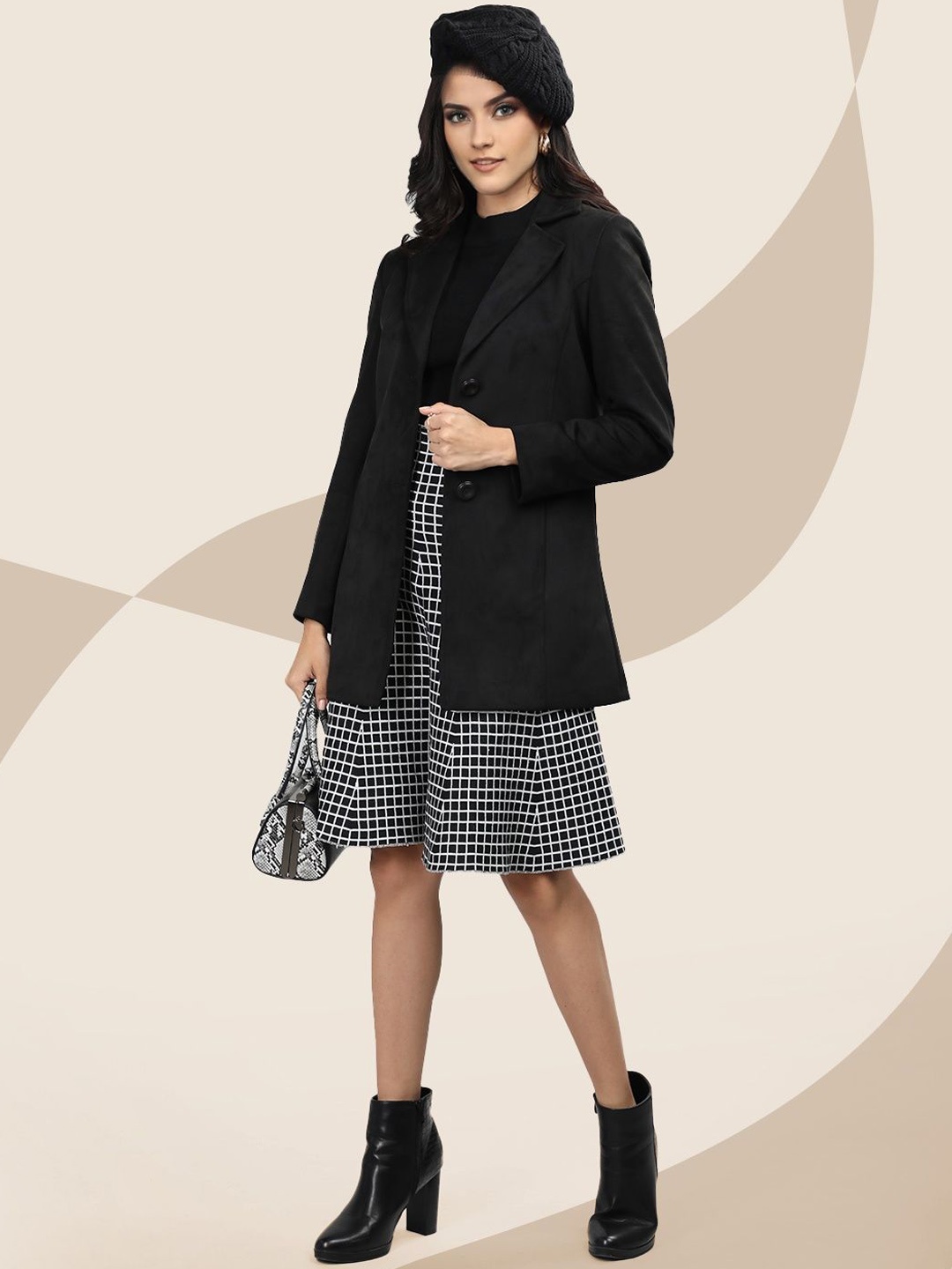

The Roadster Lifestyle Co. Women Solid Single Breasted Woollen Overcoat, Black