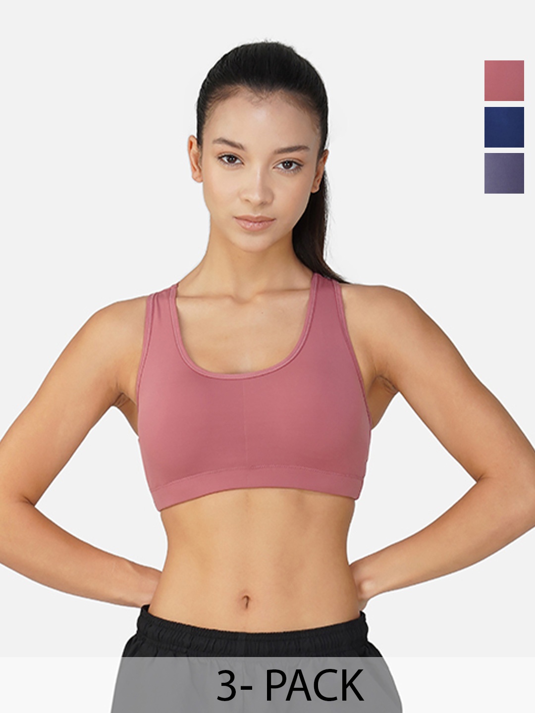 

INGRID Women Breathable Fabric Cotton Everyday Non Wired High Impact Gym Bras, Blue