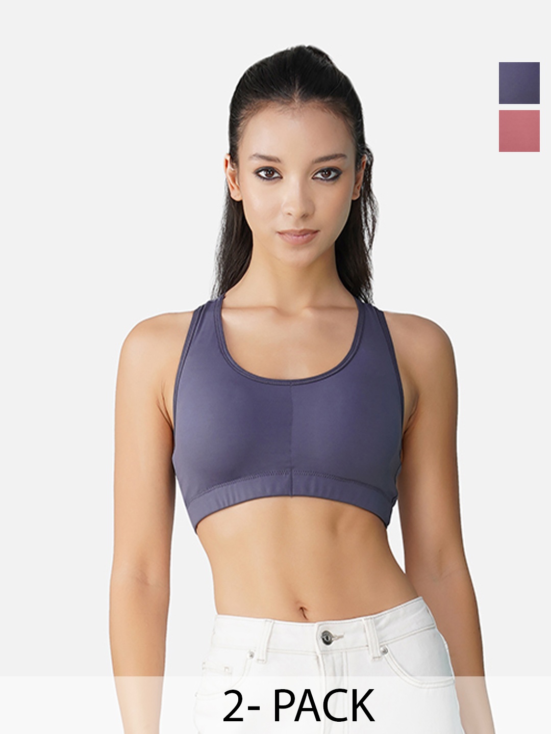 

INGRID Women Breathable Fabric Cotton Everyday Non Wired High Impact Gym Bras, Grey