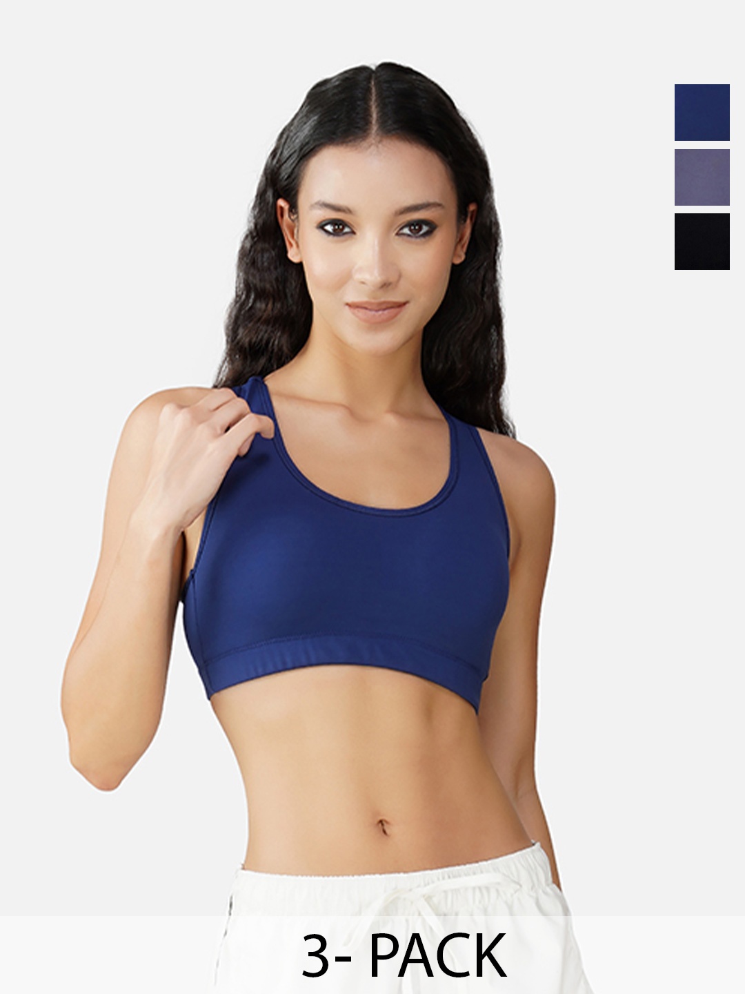

INGRID Women Breathable Fabric Cotton Everyday Non Wired High Impact Gym Bras, Black