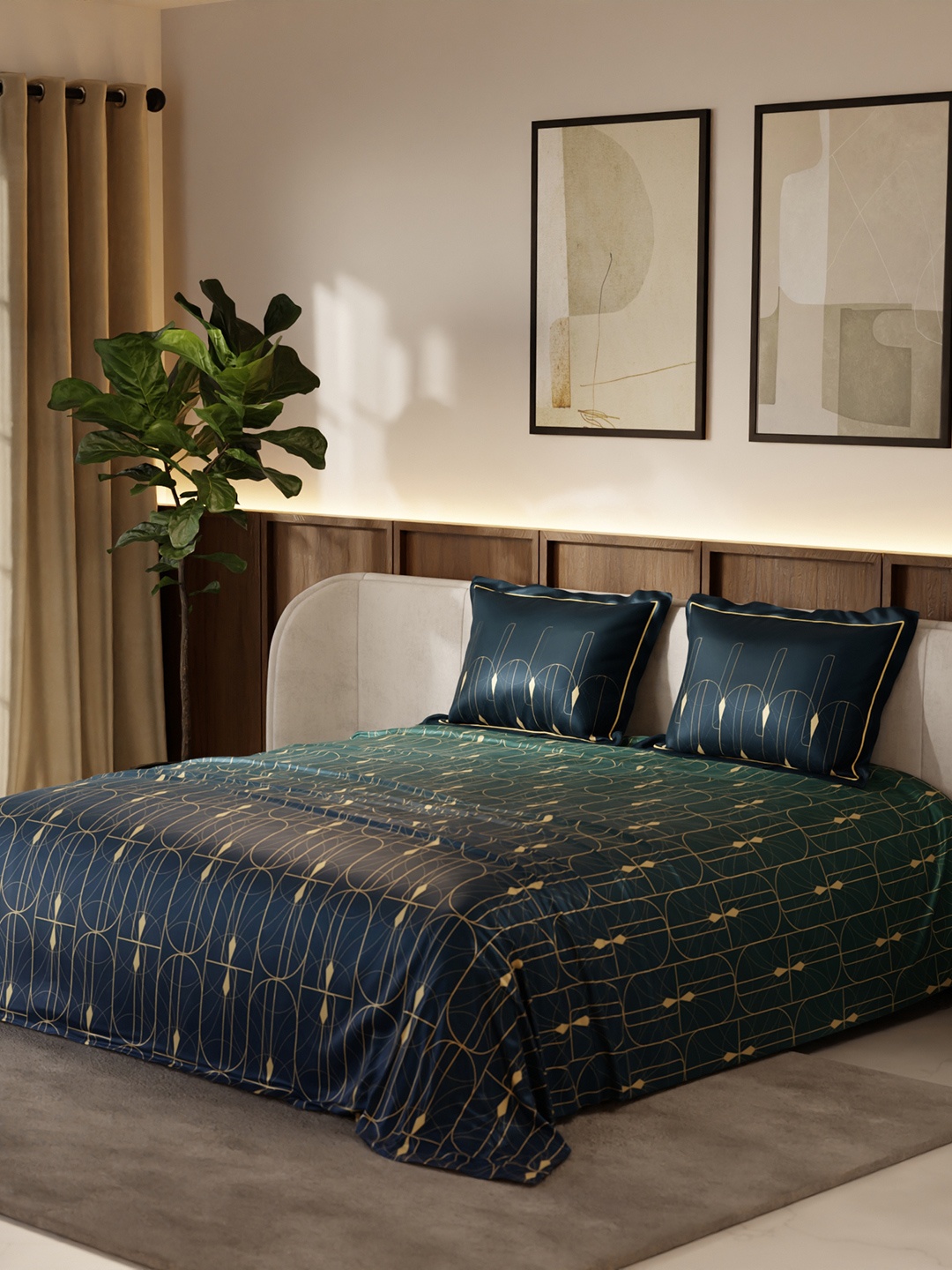 

Stoa Paris Blue Lumiere Collection King Bedsheet With 2 Pillow Covers