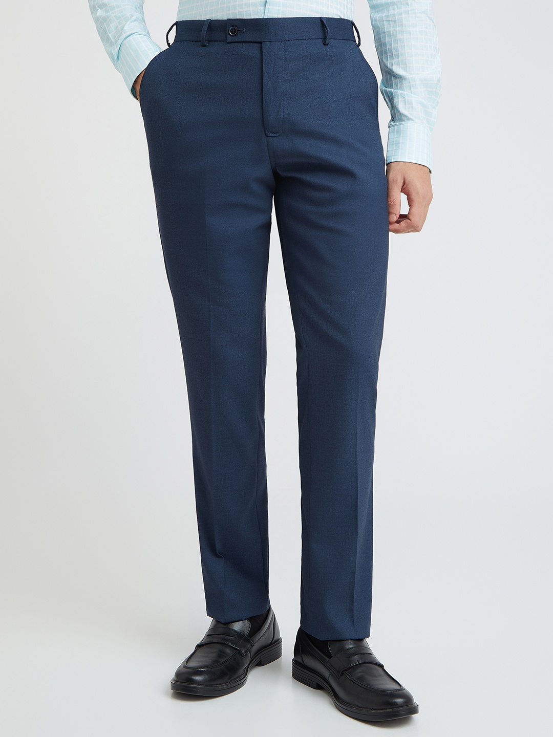 

Park Avenue Men Solid Trousers, Blue