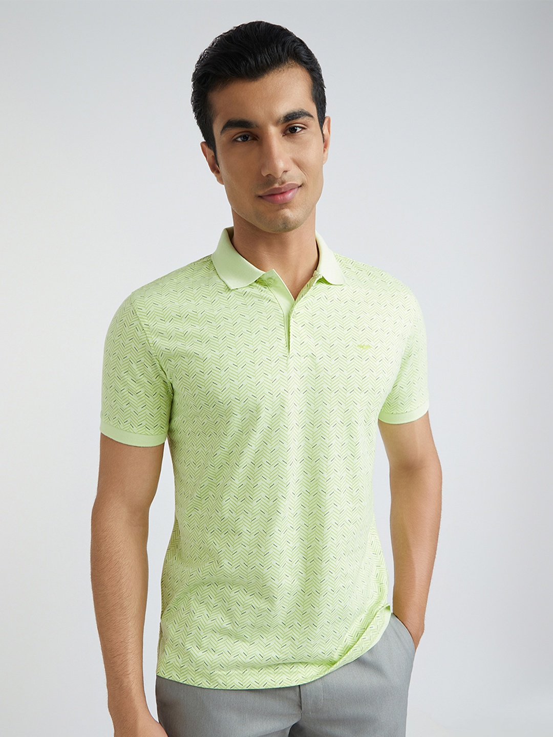 

Park Avenue Men Striped Polo Collar Cotton T-shirt, Yellow