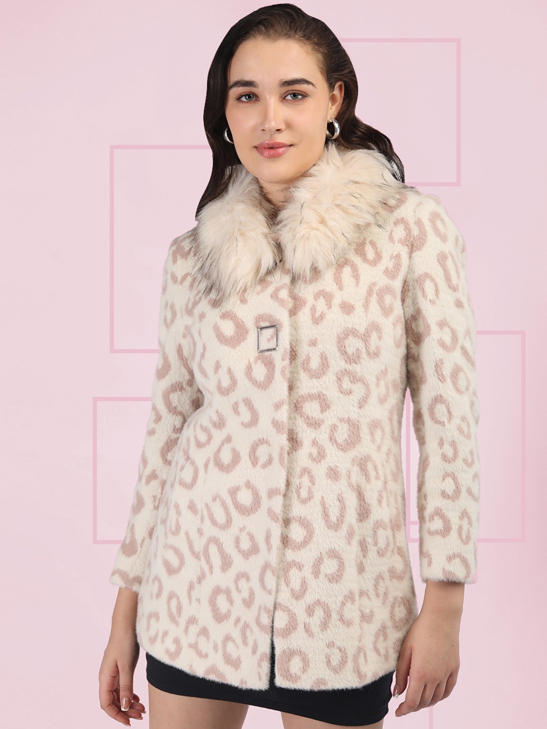 

The Roadster Lifestyle Co. Women Self Design Wool Single-Breasted Overcoat, Cream
