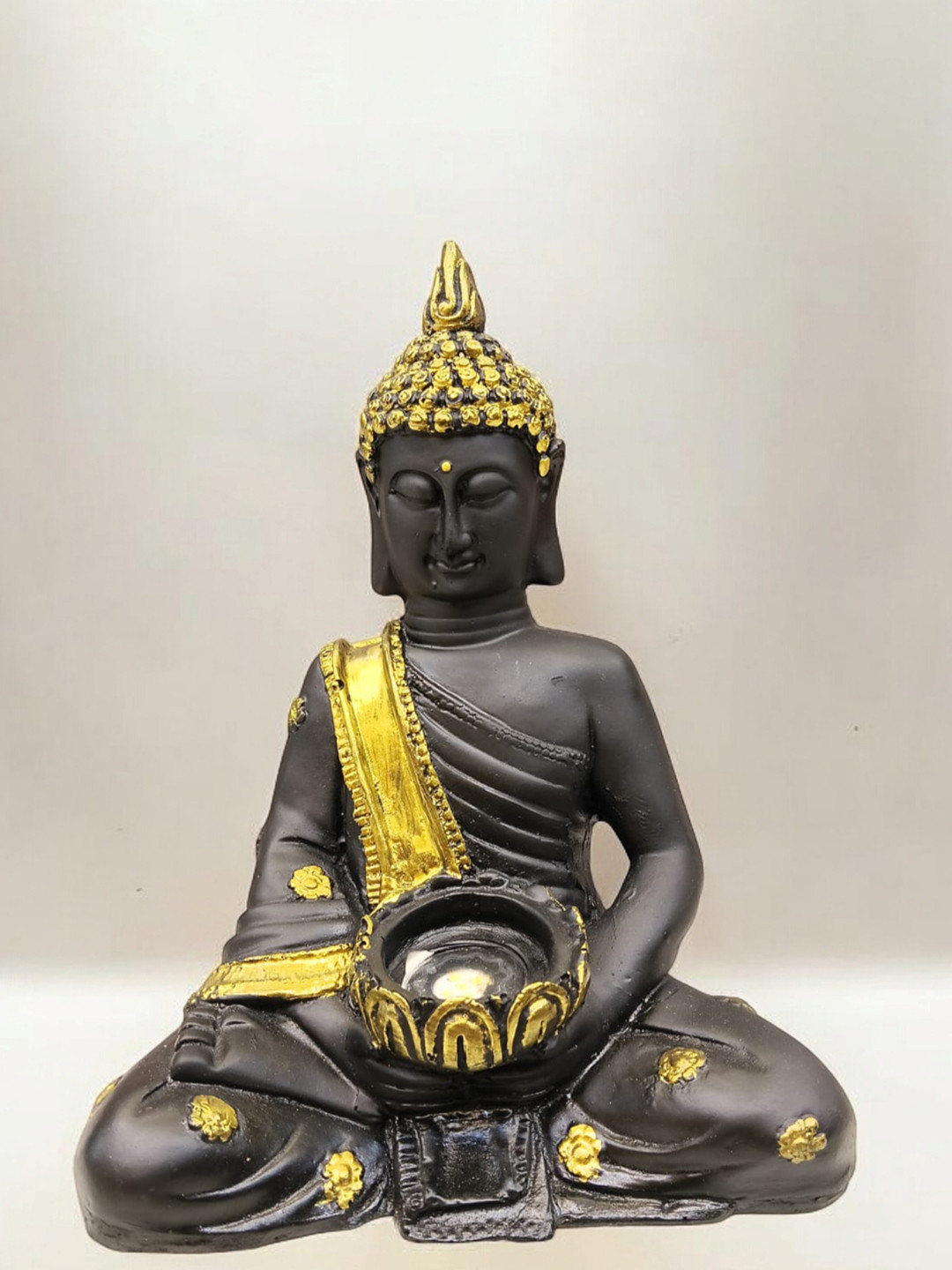 

SANKALAN CREATIONS Gold-Toned & Black Buddha Idol Showpiece