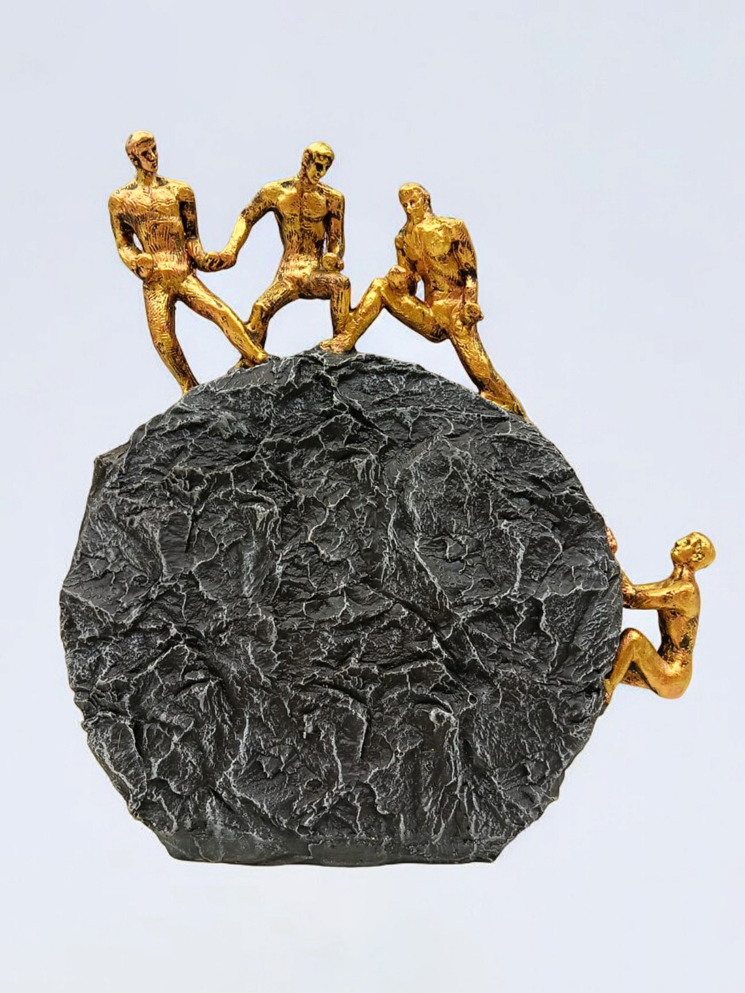 

SANKALAN CREATIONS Black & Gold-Toned Sculpture Figurine & Rock Base Showpiece
