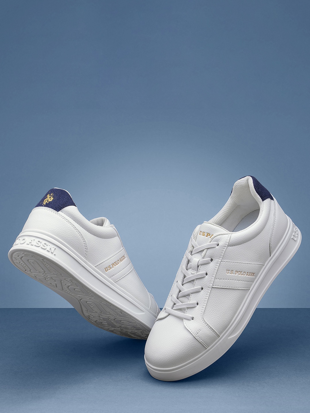 

U.S. Polo Assn. Men PU Lace-Ups Sneakers, White