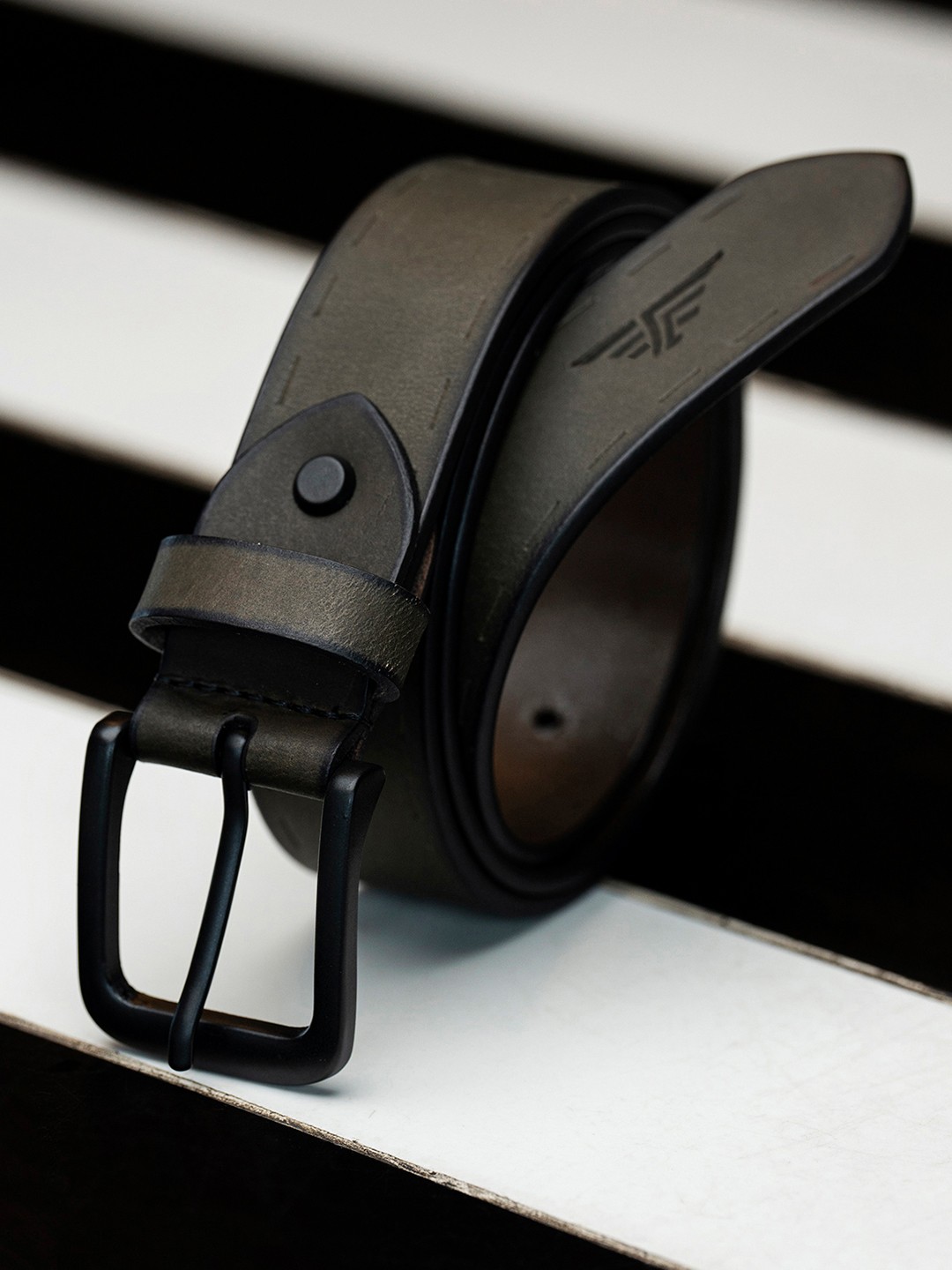 

Red Tape Men Leather Formal Belt, Green
