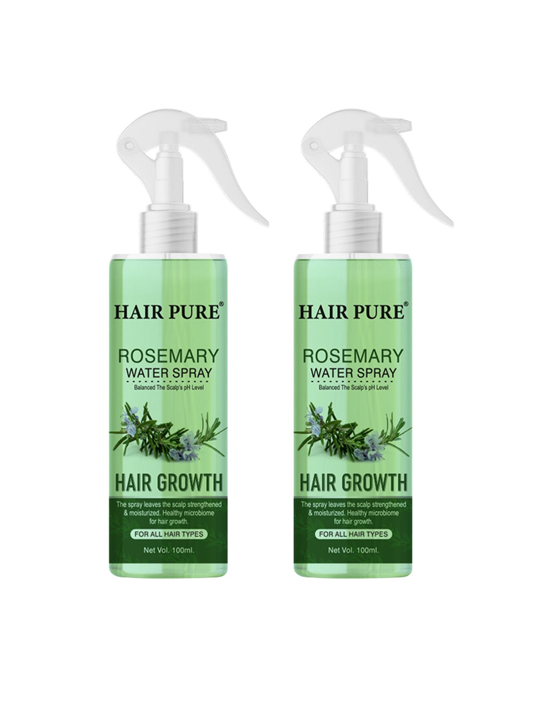 

Hair Pure Set Of 2 Rosemary Water Spray - 100ml Each, White