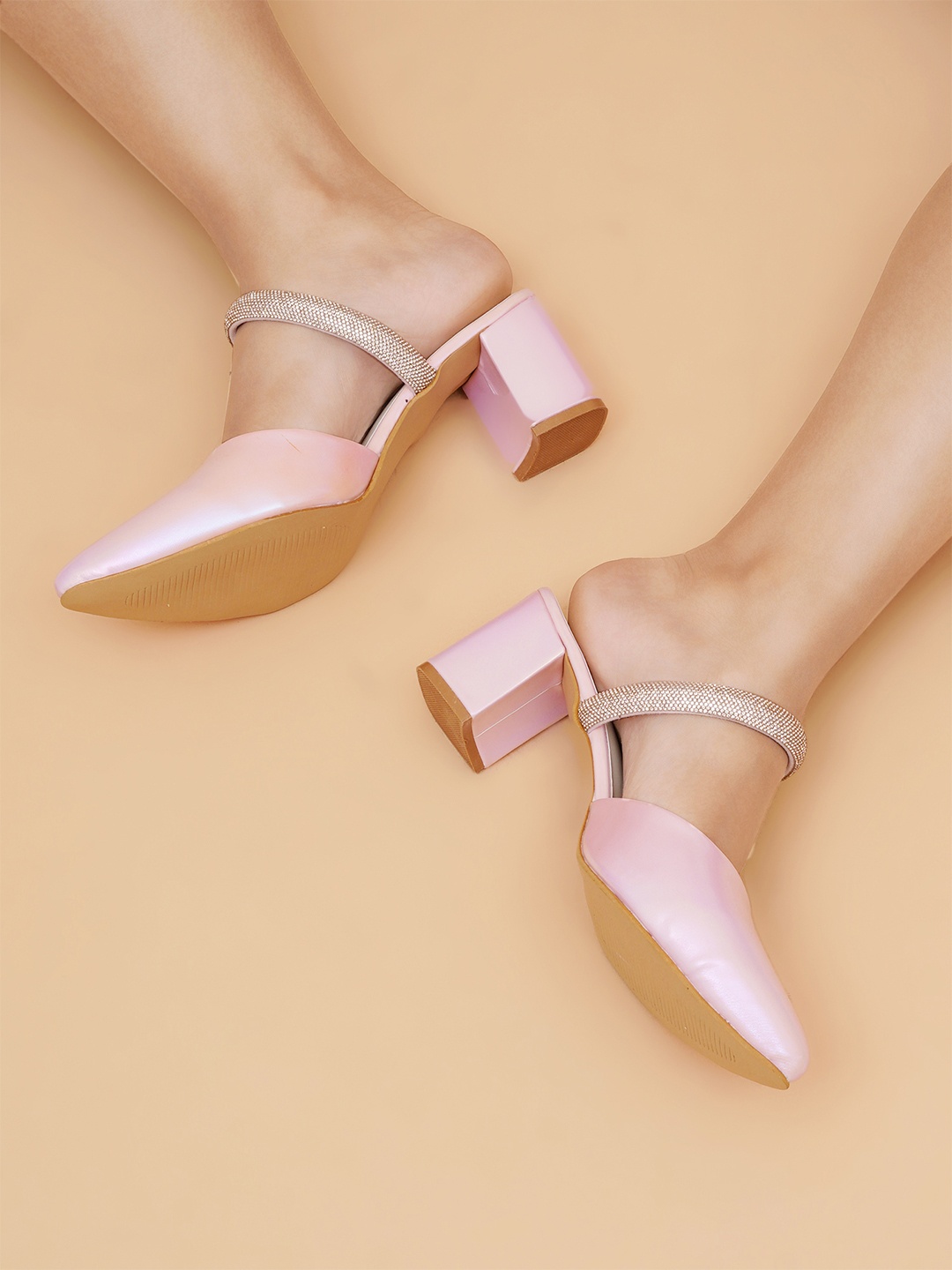 

PLANET WALK Women Embellished Block Heel Mary Janes, Pink