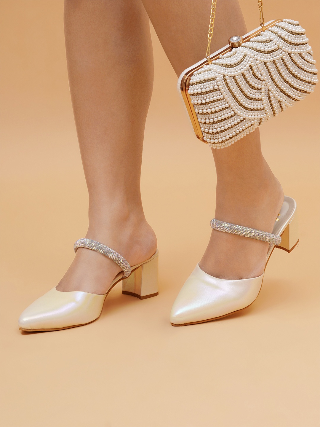 

PLANET WALK Women Block Heel Mary Janes, Gold