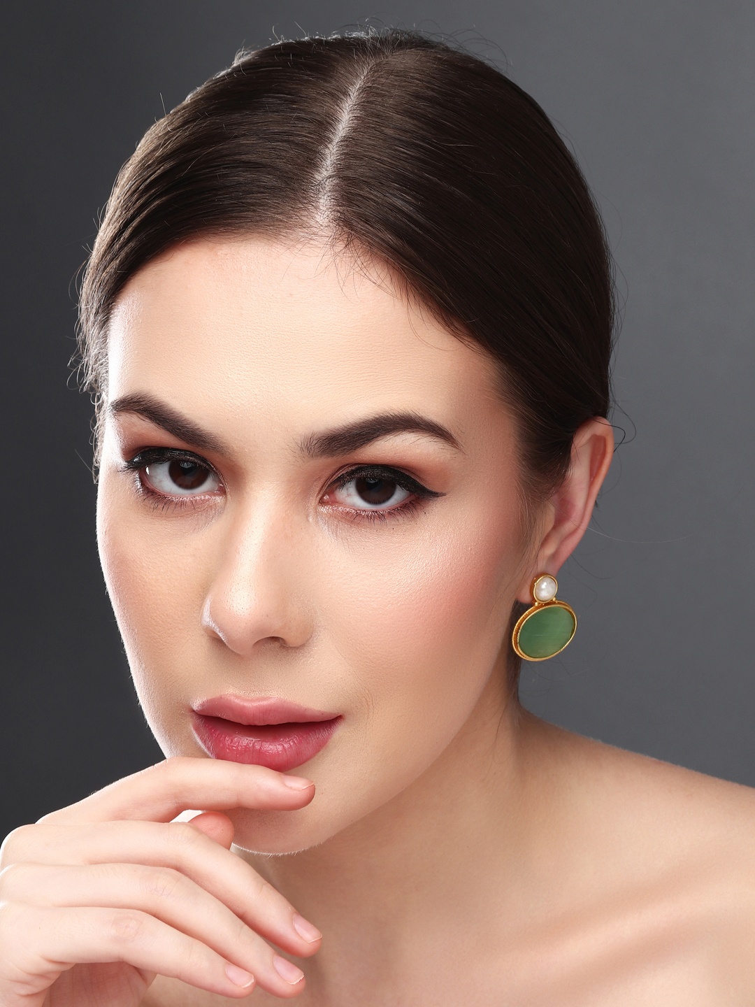 

Anvik Gold Plated Beaded Contemporary Studs, Green