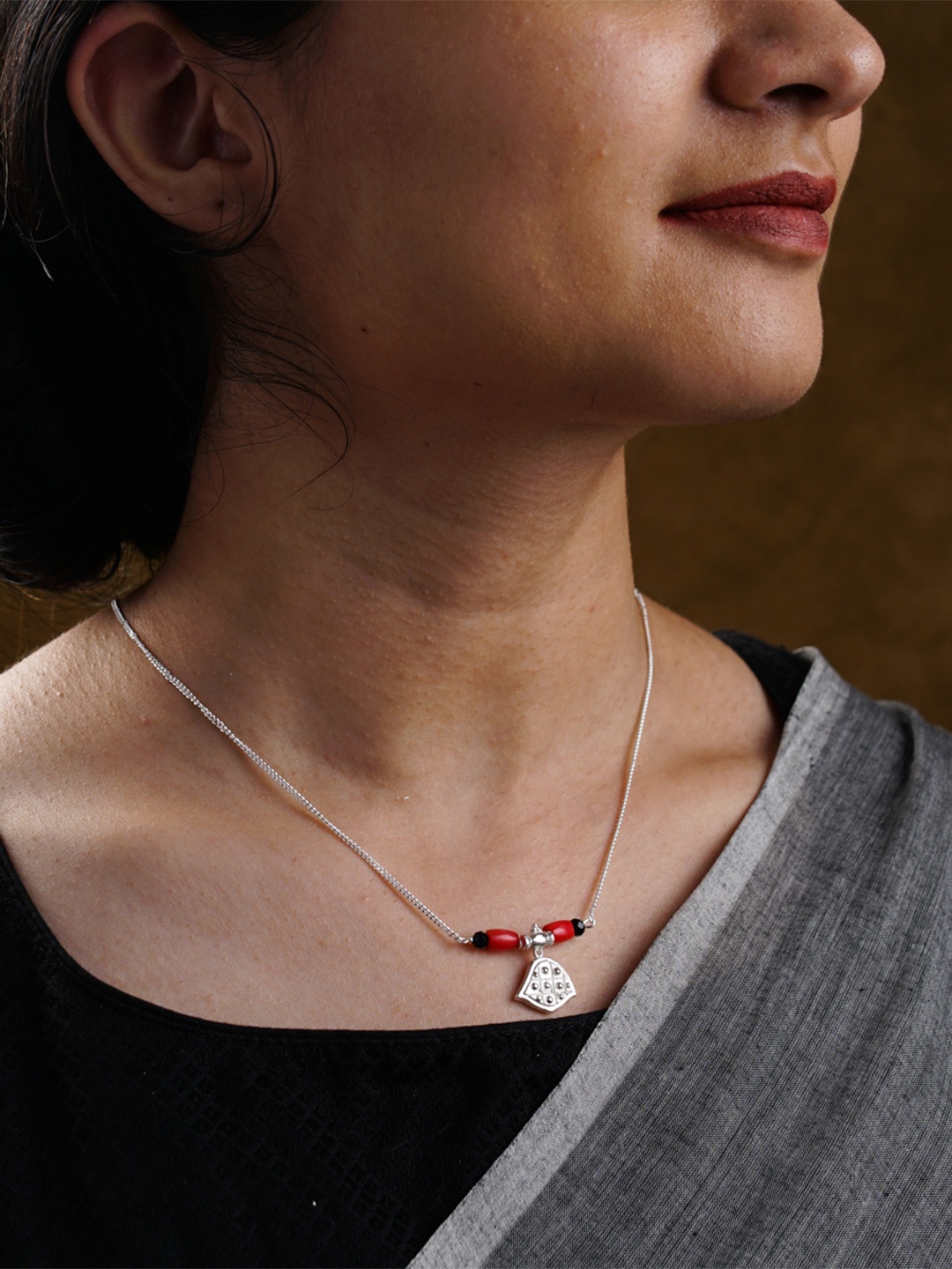 

House of Aadyaa 92.5 Silver Beaded Mangalsutra