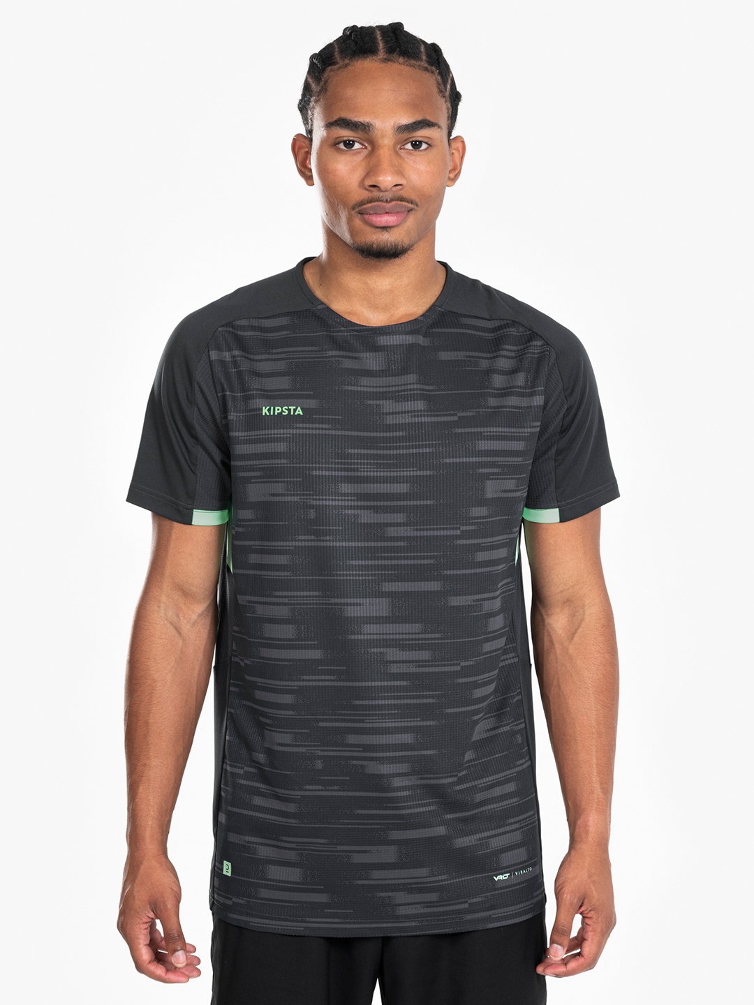 

Kipsta By Decathlon Men Abstract Printed Football T-shirt, Black
