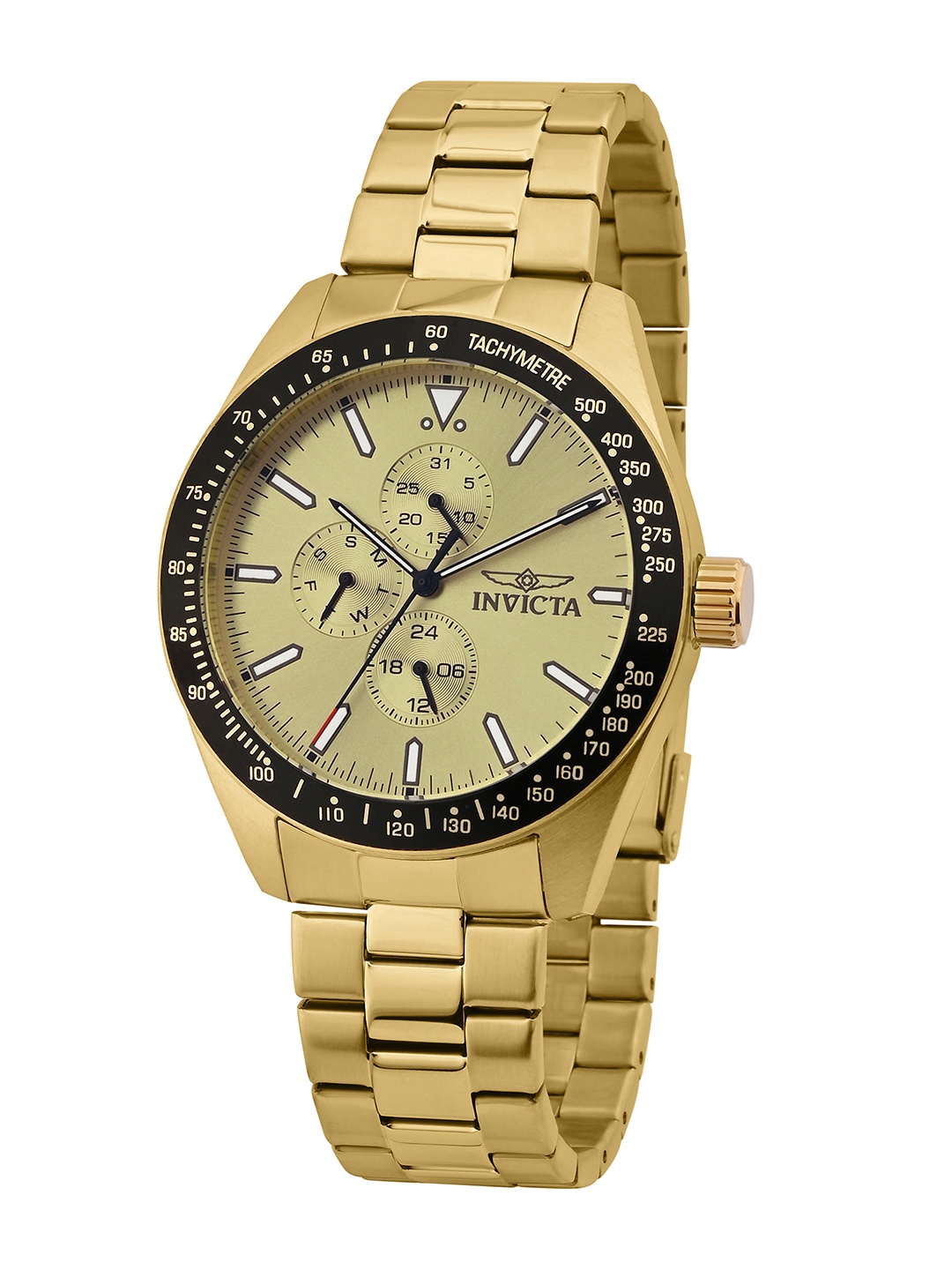 

Invicta Men Aviator Quartz Analogue Watch - 38970, Gold