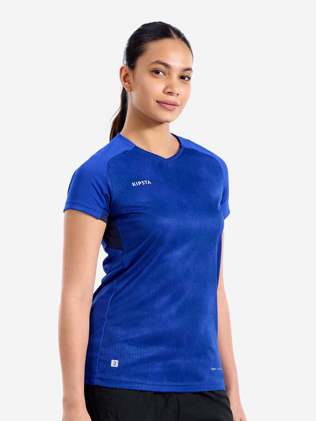 

Kipsta By Decathlon Women Solid V-Neck Sports T-shirts, Blue