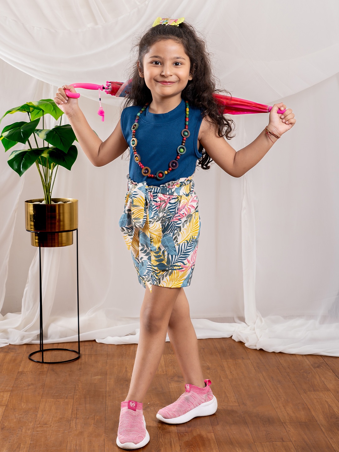 

BEBE UNICORN Girls Round Neck Top With Shorts, Navy blue