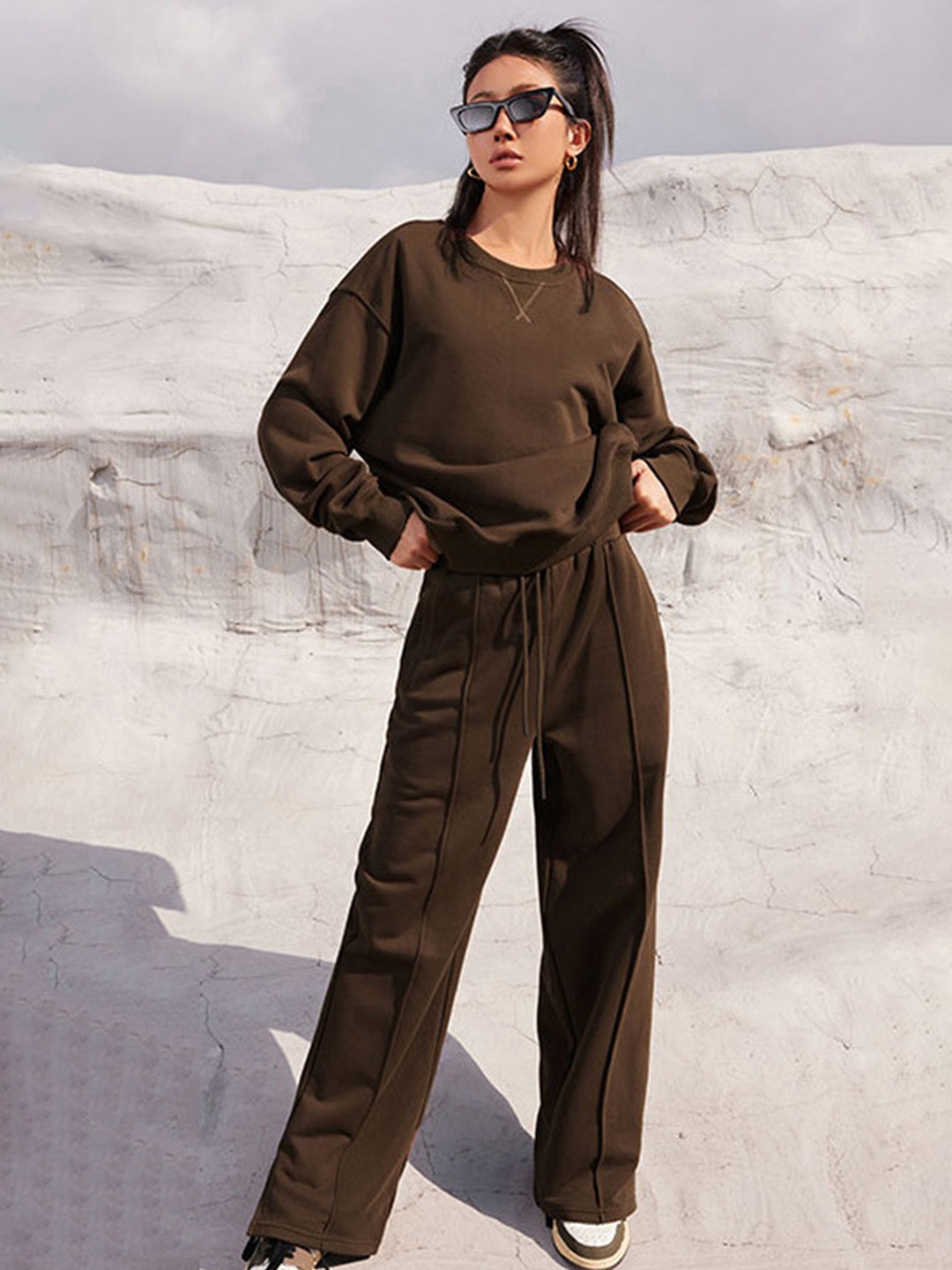 

LULU & SKY Sweatshirt With Joggers Co-Ords, Brown