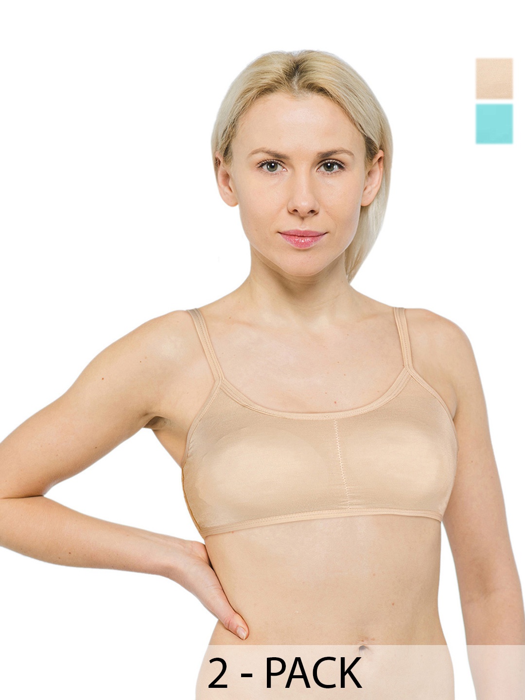 

INDIROCKS Pack Of 2 Full Coverage Removable Padding Everyday Bra, Beige
